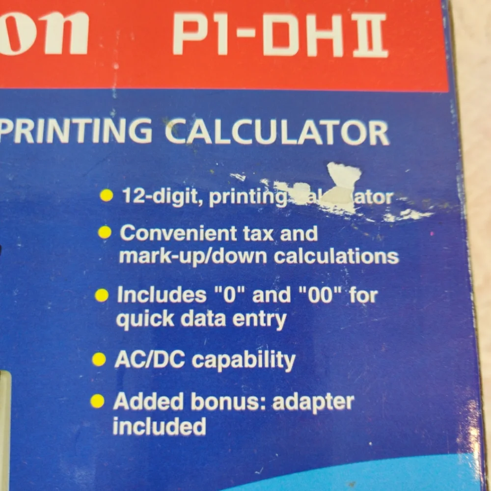 Canon P1-DHII Palm Size Printing Calculator 12 Digits, Tax Function NEW